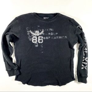 GAP kids long sleeve waffle knit long sleeve T-shirt in black size XL